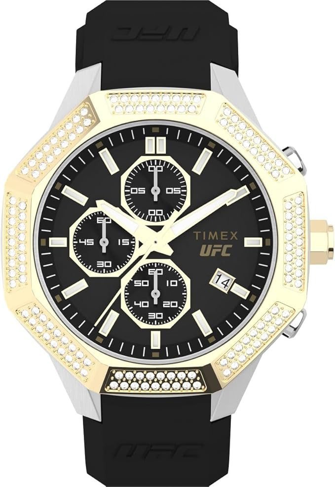 TW2V99200 UFC King Chronograph Black Silicone Watch for Mens44 Silver