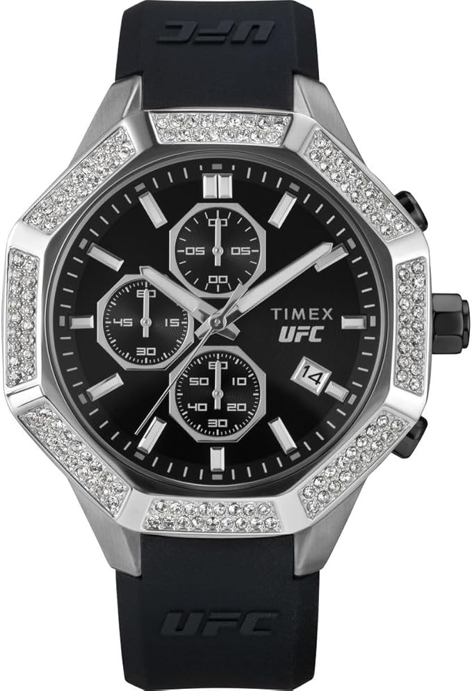 TW2V99300 UFC King Chronograph Black Silicone Watch for Mens44 Silver