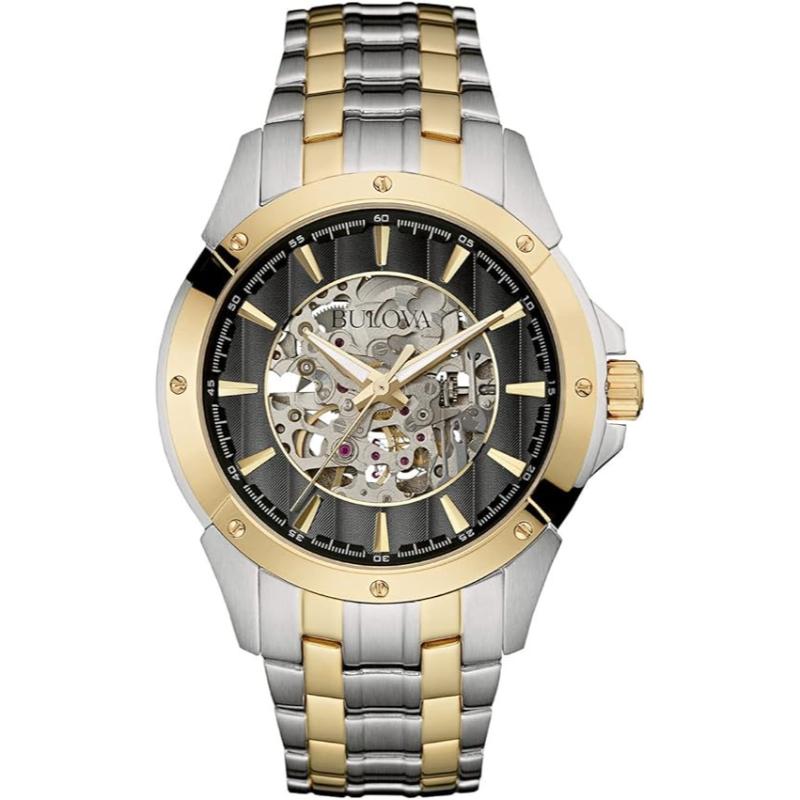 98A146 Classic Automatic Black Dial Watch for Mens44 Silver