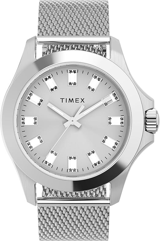 TWH6Z8810 38 mm Silver Kaia Stainless Steel Mesh Crystal Ladies Watch, Silver