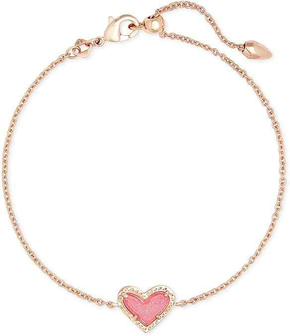 4217710130 Ari Heart Rose Gold Chain Bracelet, Light Pink Drusy