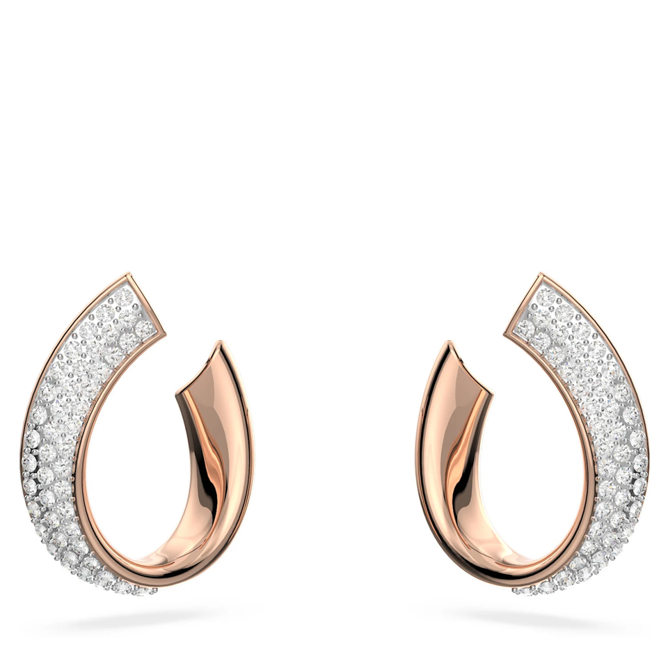 5636448 White Existence Hoop Earrings for Women, Gold-Tone Plated - Small