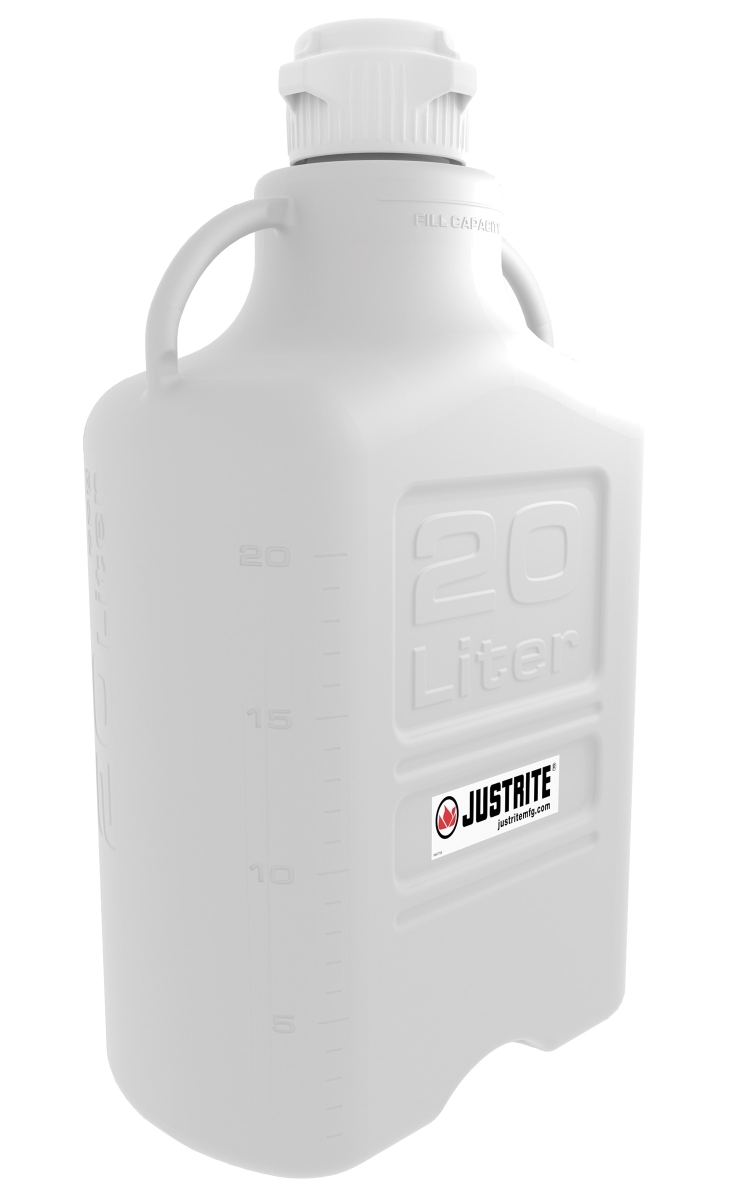 Justrite 12931 20 litre Polypropylene Carboy, 83 mm Cap