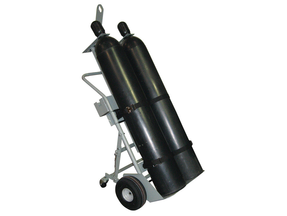Picture of Justrite 35022 Double Cylinder Hand Truck with Hoist Ring&#44; 10.5 in. Pneumatic Wheels