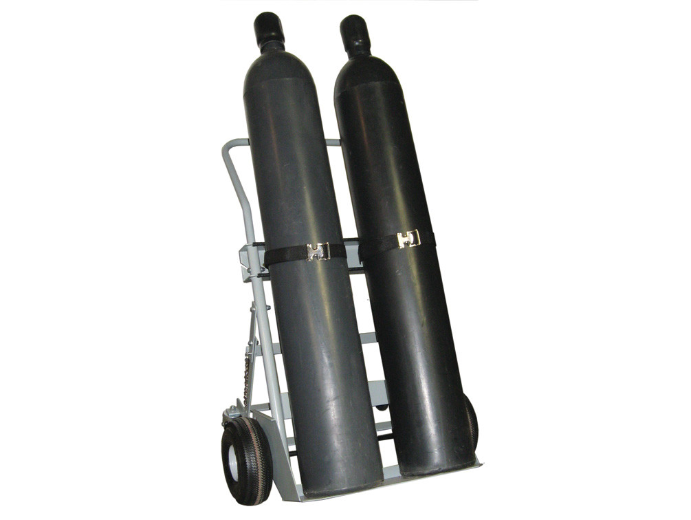 Picture of Justrite 35032 Double Cylinder Hand Truck&#44; 10.5 in. Pneumatic Wheels & Rear Casters