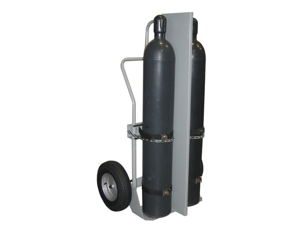Picture of Justrite 35040 Double Cylinder Hand Truck with Firewall&#44; 16 in. Pneumatic Wheels