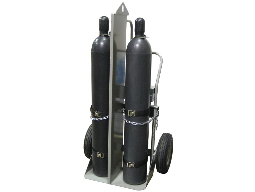 Picture of Justrite 35050 Double Cylinder Hand Truck with Firewall & Hoist Ring&#44; 16 in. Pneumatic Wheels