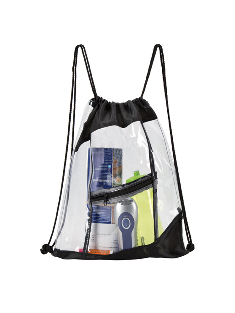 Picture of Buy Smart Depot G2434 Black The Clarity Clear Drawstring Bag - Black