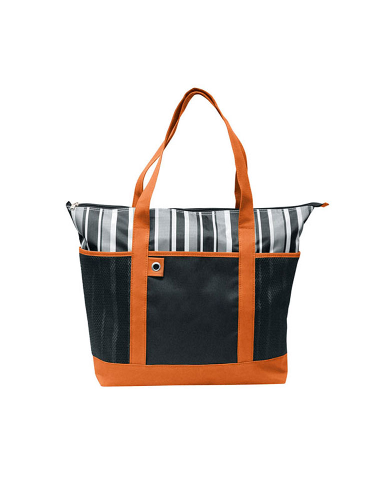 G1626 Orange Stripped Tote - Orange
