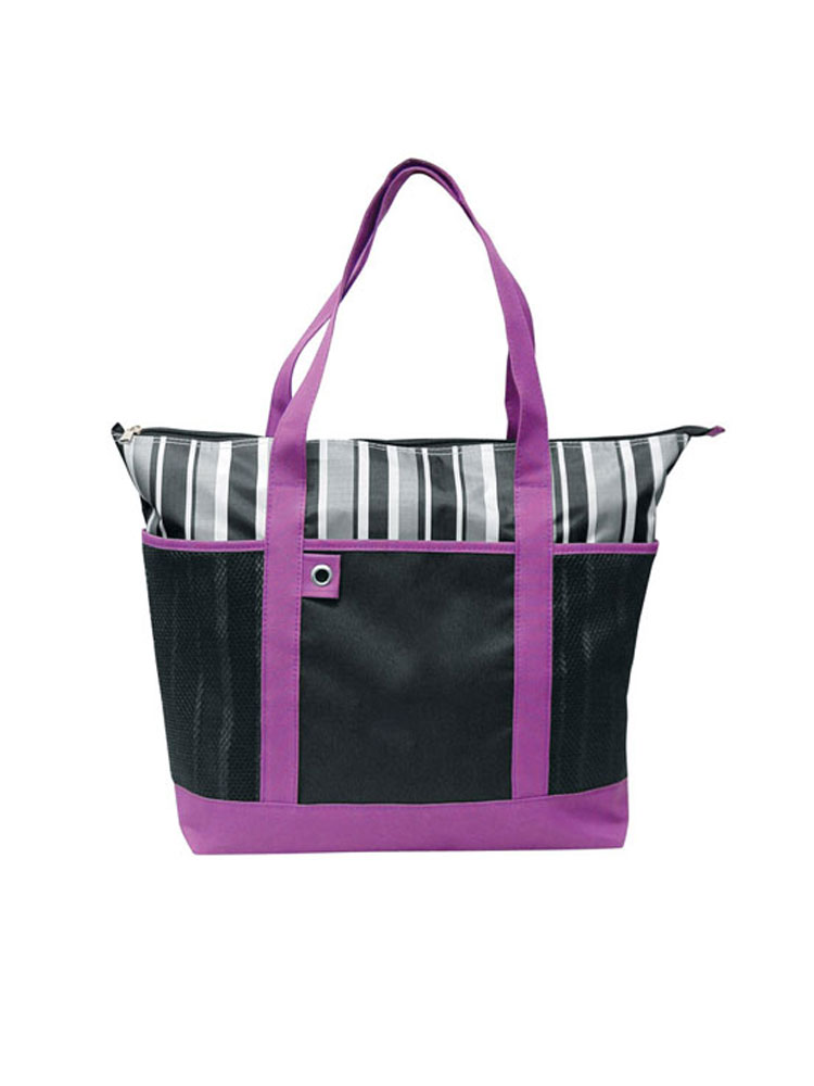 Picture of Buysmartdepot G1626 Purple Stripped Tote - Purple