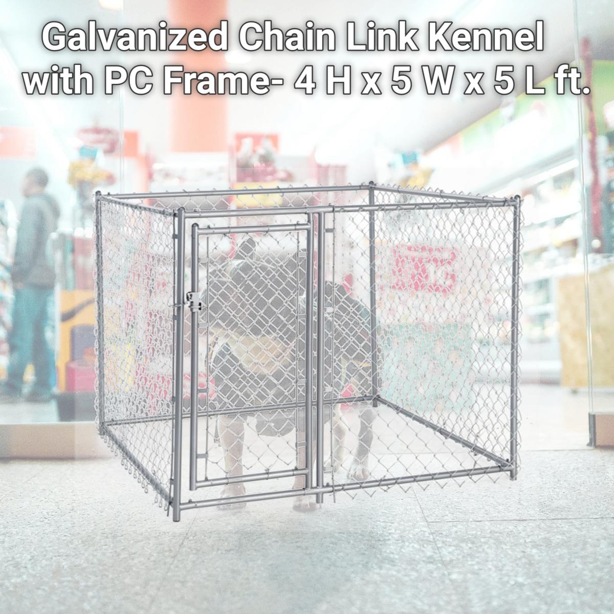 Picture of Jewett Cameron Company CL 40528 Galvanized Chain Link Kennel with PC Frame- 4 H x 5 W x 5 L ft.