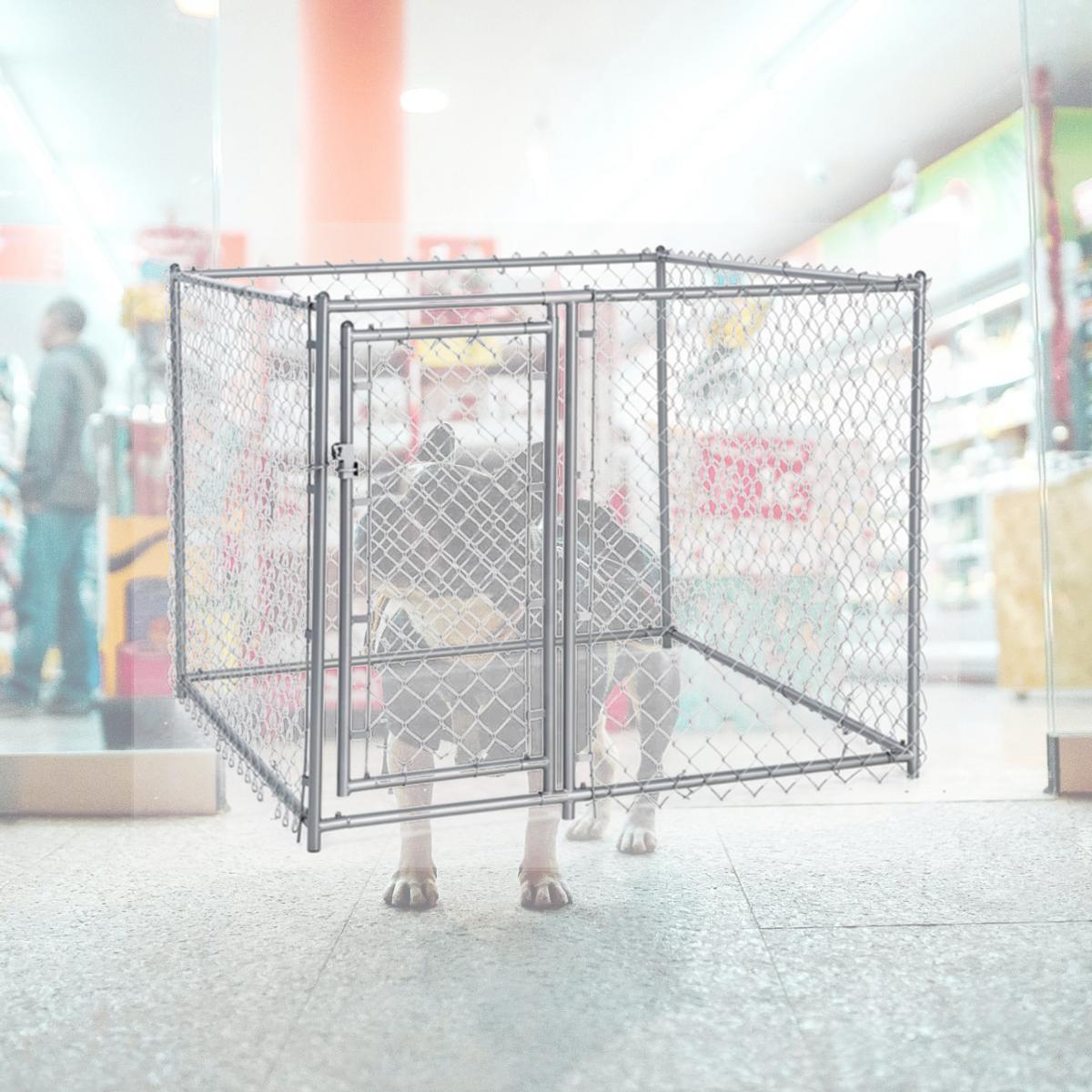 Picture of Jewett Cameron Company CL 40528 Galvanized Chain Link Kennel with PC Frame- 4 H x 5 W x 5 L ft.