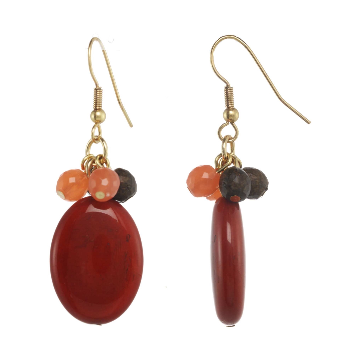 Cluster Drop Earrings, Coral