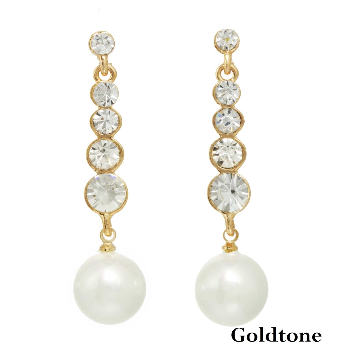 Picture of JH Designs JHE9290-Goldtone 11 - 12 mm Stone Stick Pearl Drop Earrings, Goldtone