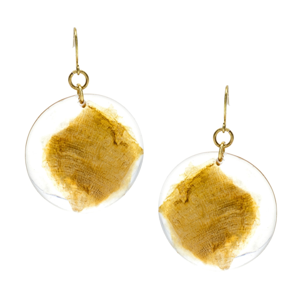 Picture of Alexa Starr 4274/E Goldtone Gold Fleck Lucite Disc Drop Earrings