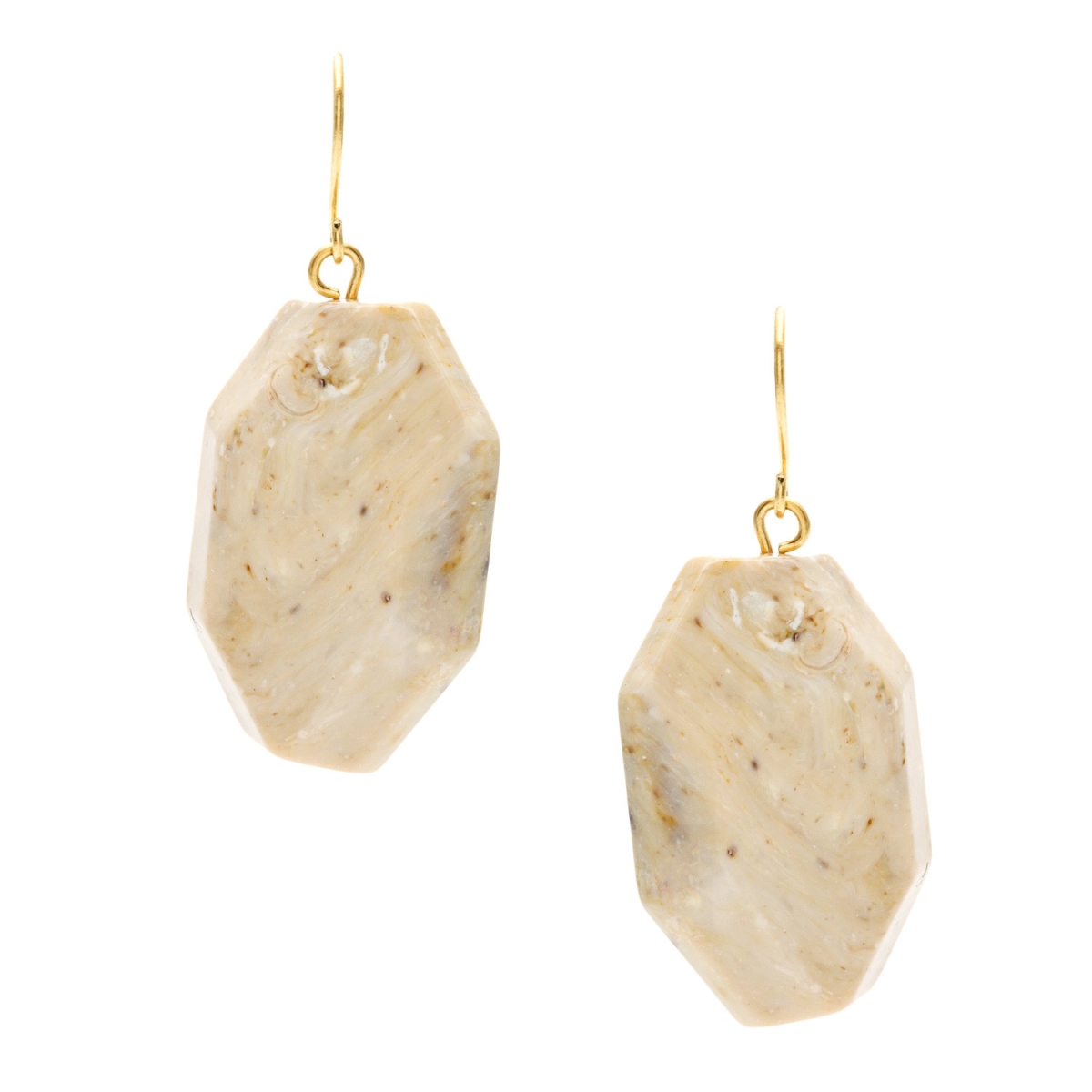 Picture of Alexa Starr 4297/E Goldtone Lucite Nugget Drop Earrings - Cream