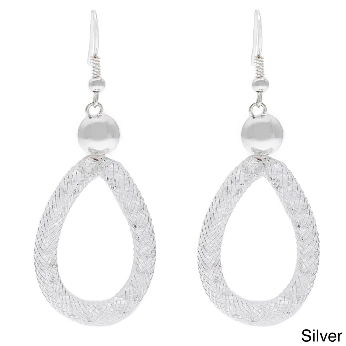 Picture of J&H Designs 7002-E-Silver Gold & Crystal Mesh Teardrop Earrings