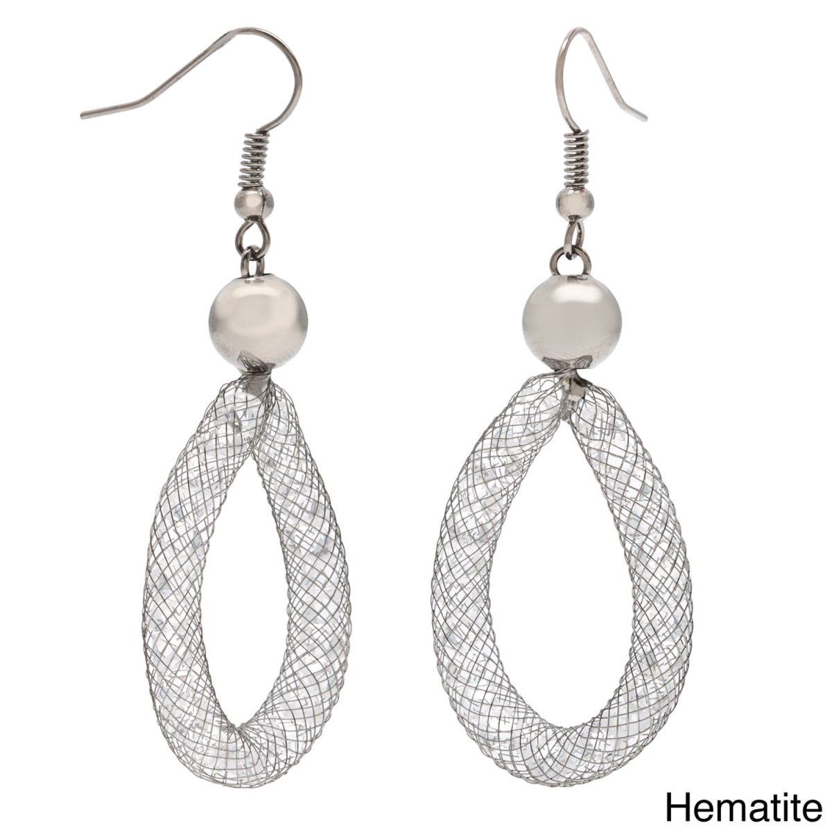 Picture of J&H Designs 7002-E-HM Gold & Crystal Mesh Teardrop Earrings