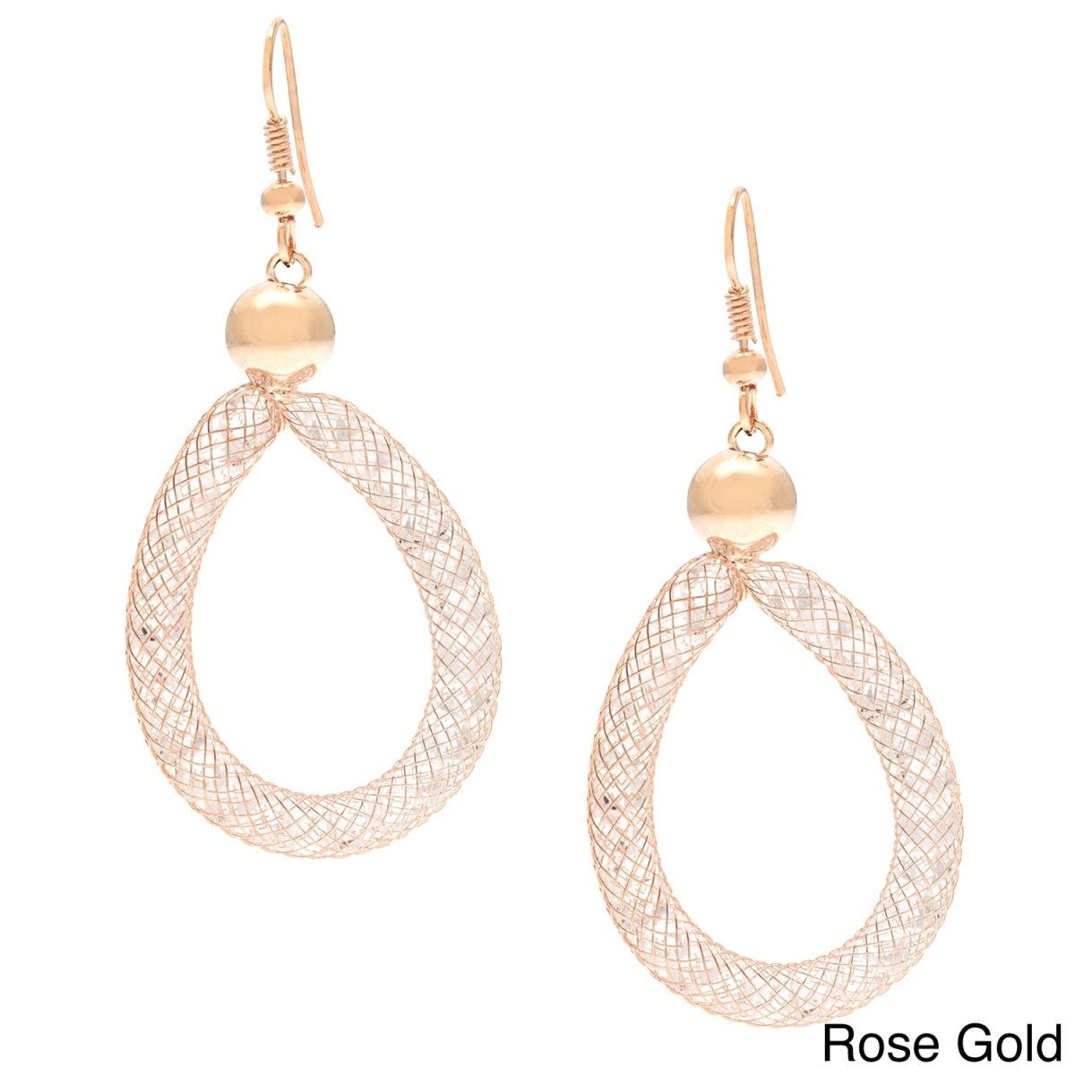Picture of J&H Designs 7002-E-RG Gold & Crystal Mesh Teardrop Earrings