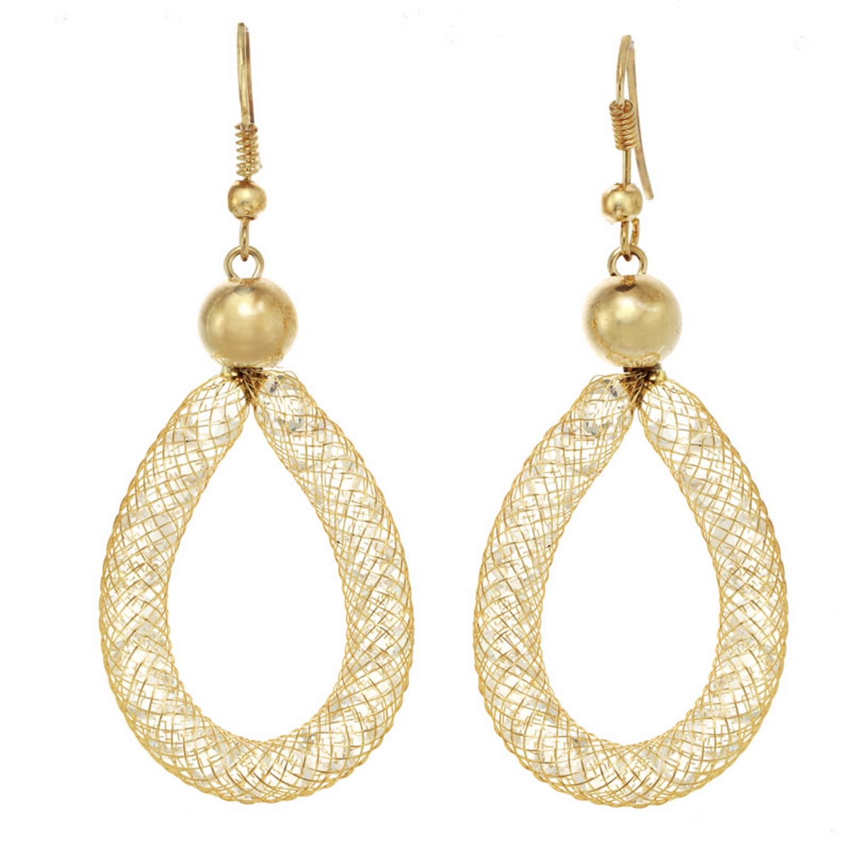 Picture of J&H Designs 9364 EP LG GOLD Gold & Crystal Mesh Teardrop Earrings