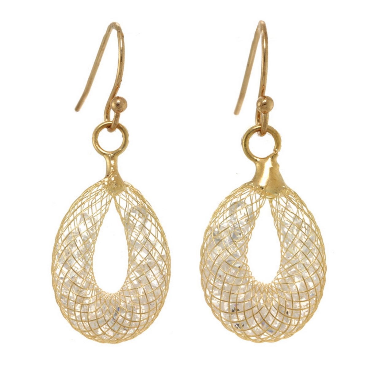 Picture of J&H Designs 9365 EP SM GD Gold & Crystal Mesh Teardrop Earrings