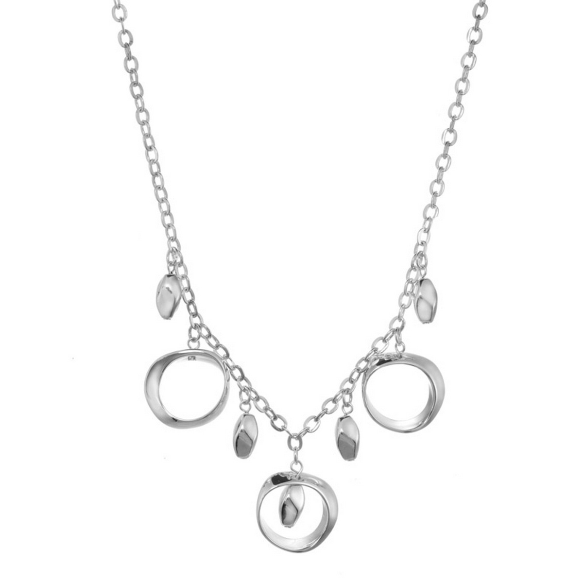 Picture of J&H Designs JHN9003-Silver Hoop & Bead Statement Necklace
