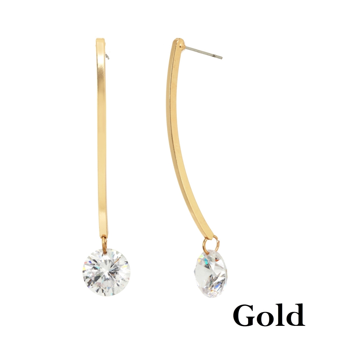 Picture of Alexa Starr 9291-EP-Gold Cubic Zirconia Drop Earrings with Square A Wire, Goldtone
