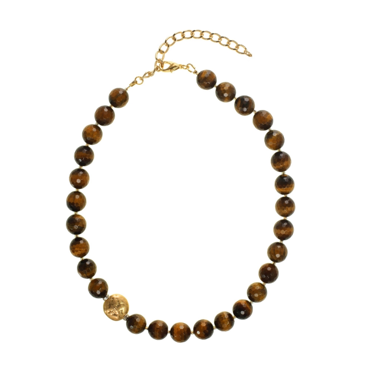 Picture of J&H Designs JHNX1153-Tiger&apos;s Eye Tiger&apos;s Eye 12mm Single Row Necklace