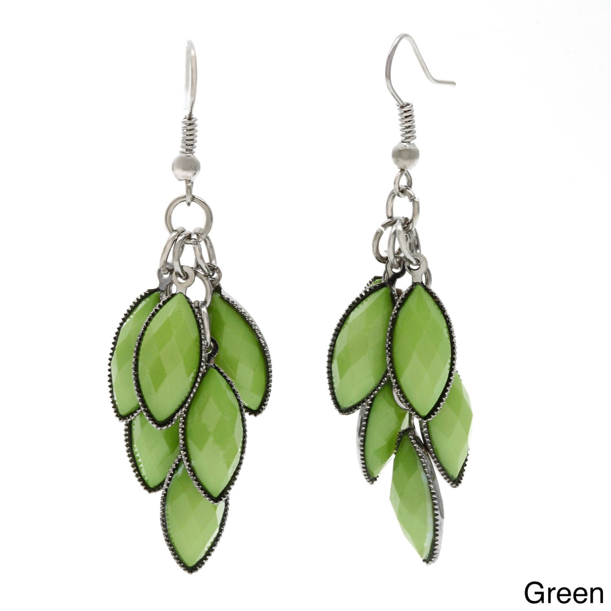 Picture of Alexa Starr  6829--EP-Green  Faceted Metallic Lucite Cluster Earrings