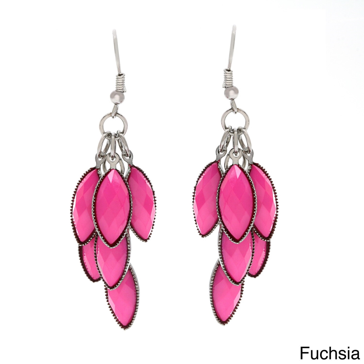 Picture of Alexa Starr  6829-EP-Fuchsia  Faceted Metallic Lucite Cluster Earrings