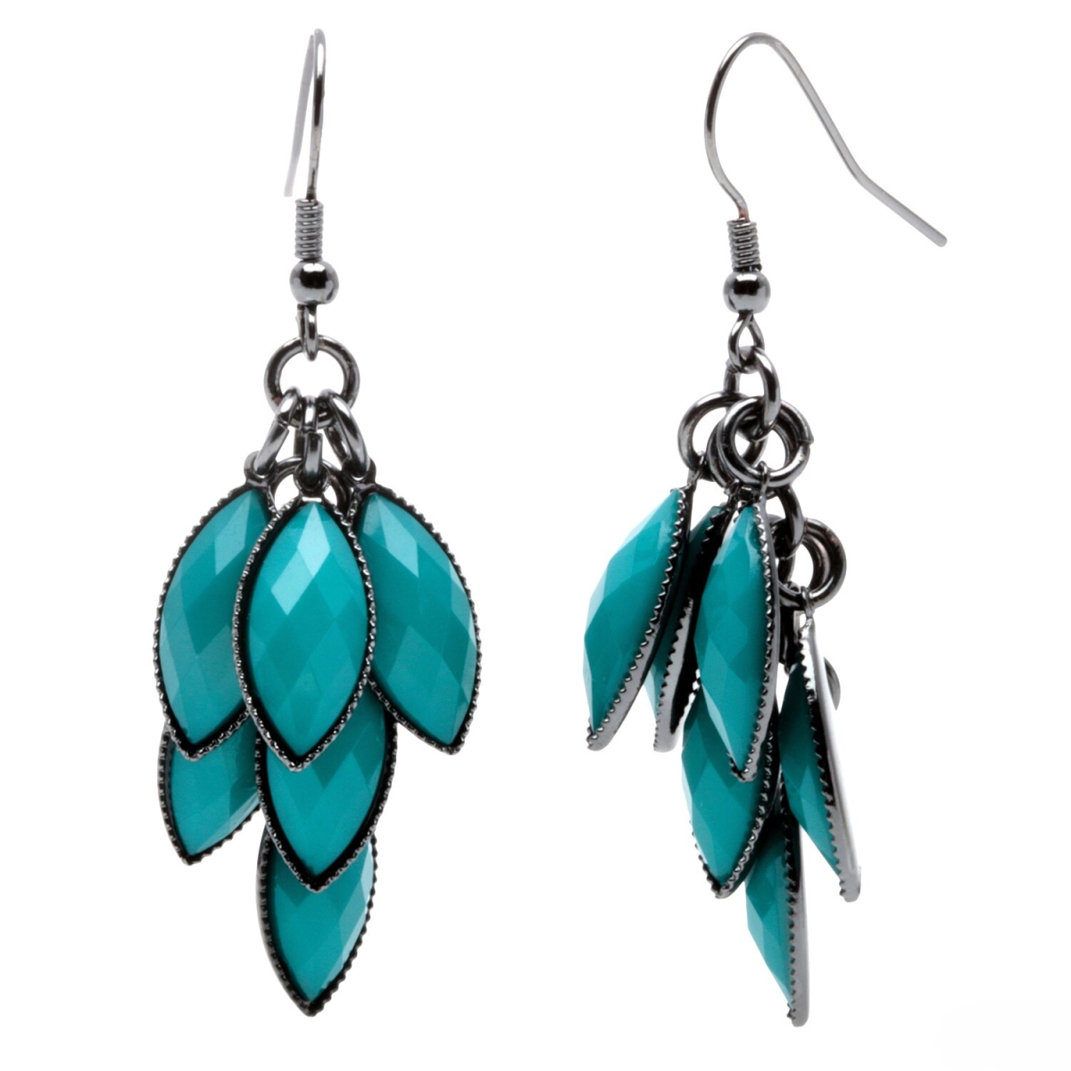 Picture of Alexa Starr  6829-EP-Teal  Faceted Metallic Lucite Cluster Earrings