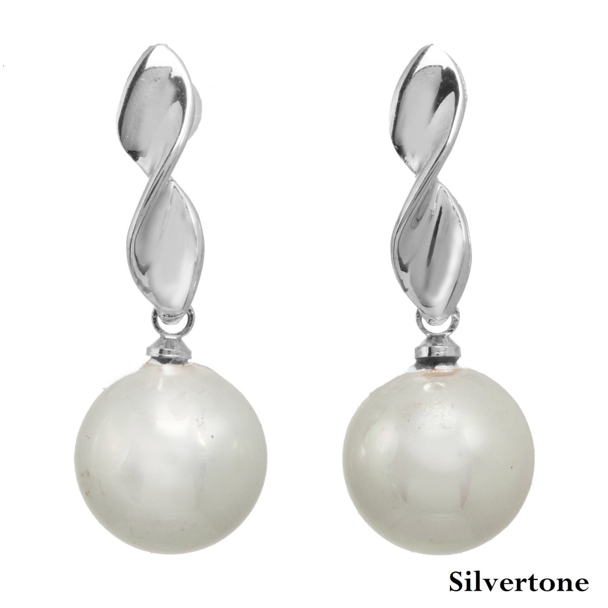 Picture of Alexa Starr  9286-EP-Silver Twisted  Top With Pearl Drop Earrings