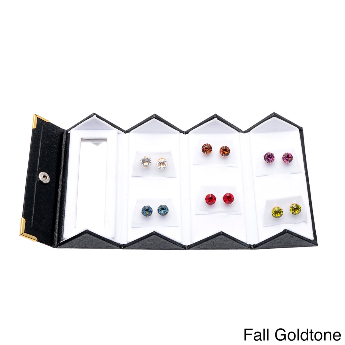 Picture of Alexa Starr  B7825/Fall-Goldtone 8mm Crystal Stud Earrings Made with Austrian Crystal Elements (Set of 6)