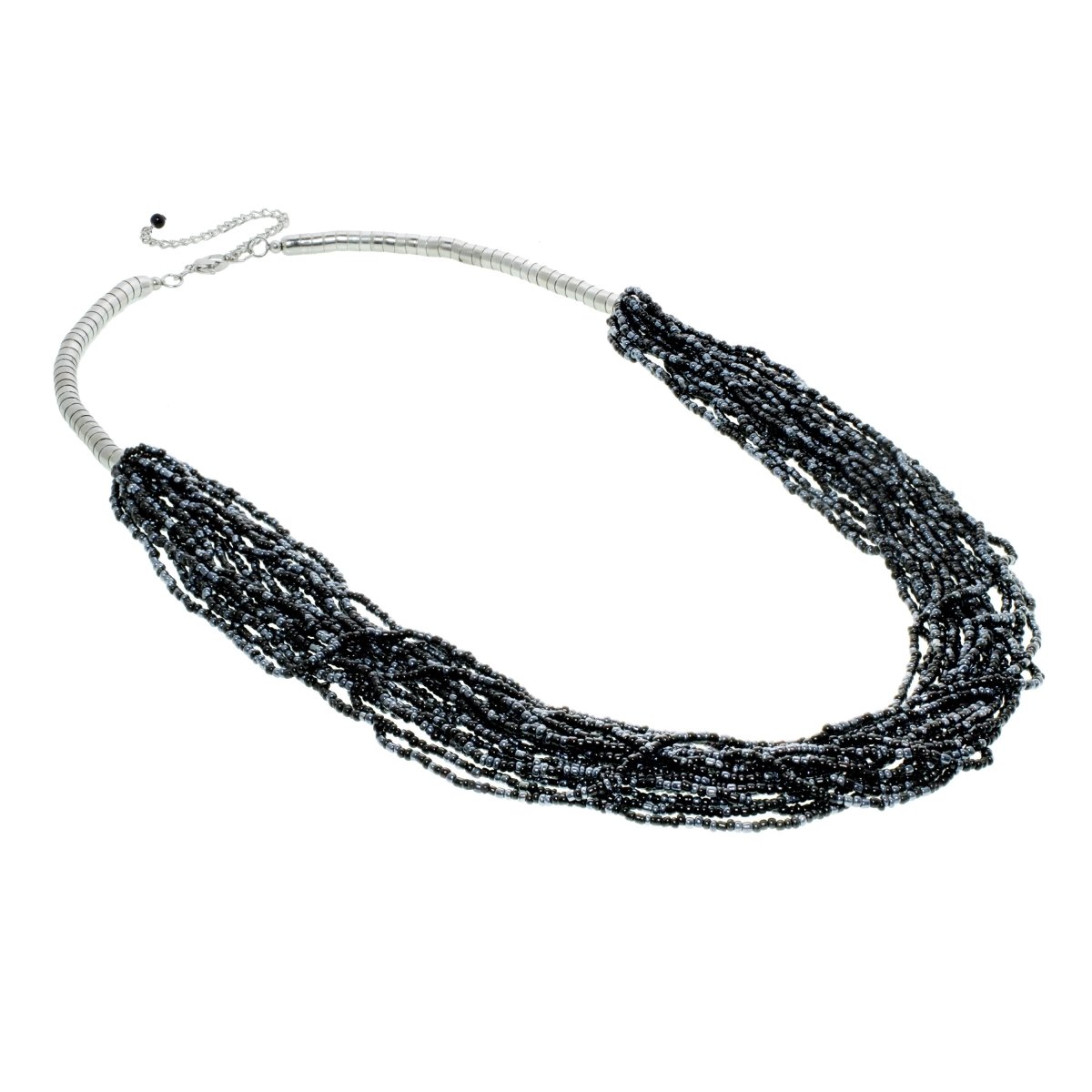 Picture of J&H Designs 4975-N Antiqued Rhodium-plated Mutli-strand Seed Bead Necklace