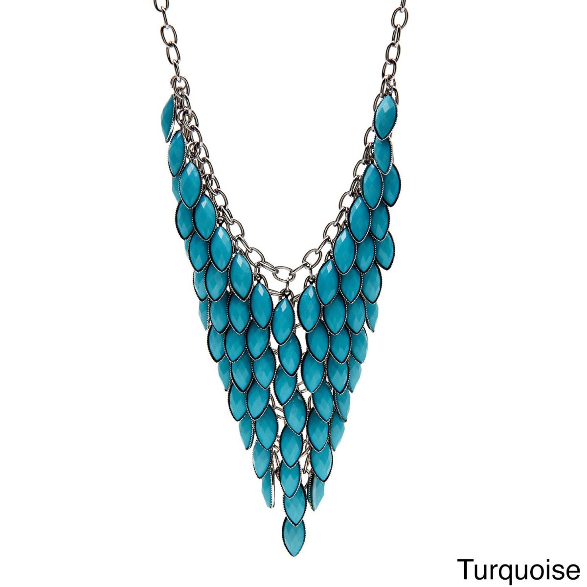 Picture of J&H Designs 6829/N/Turq Colored Faceted Lucite Bib Necklace