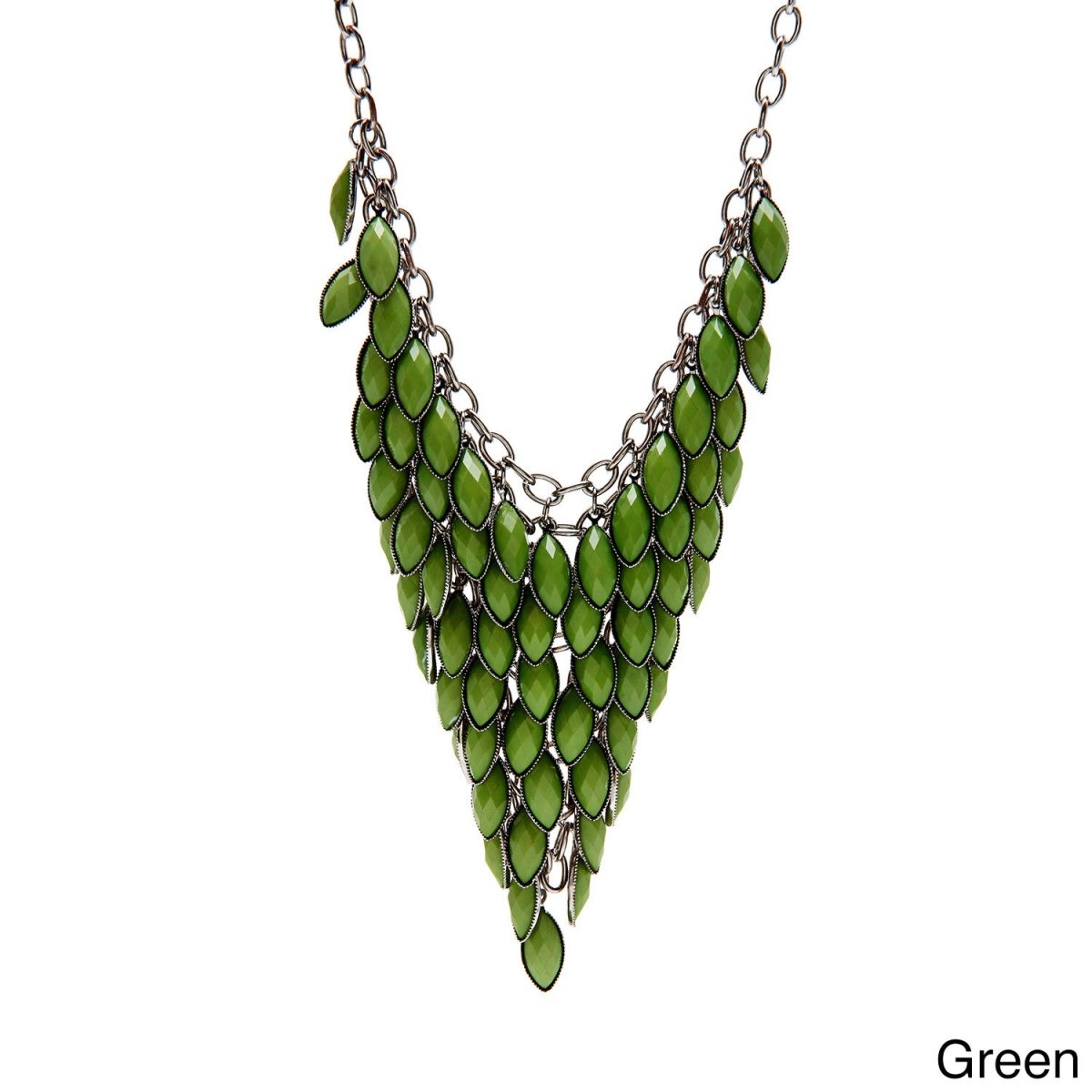 Picture of J&H Designs 6829/N/Green Colored Faceted Lucite Bib Necklace