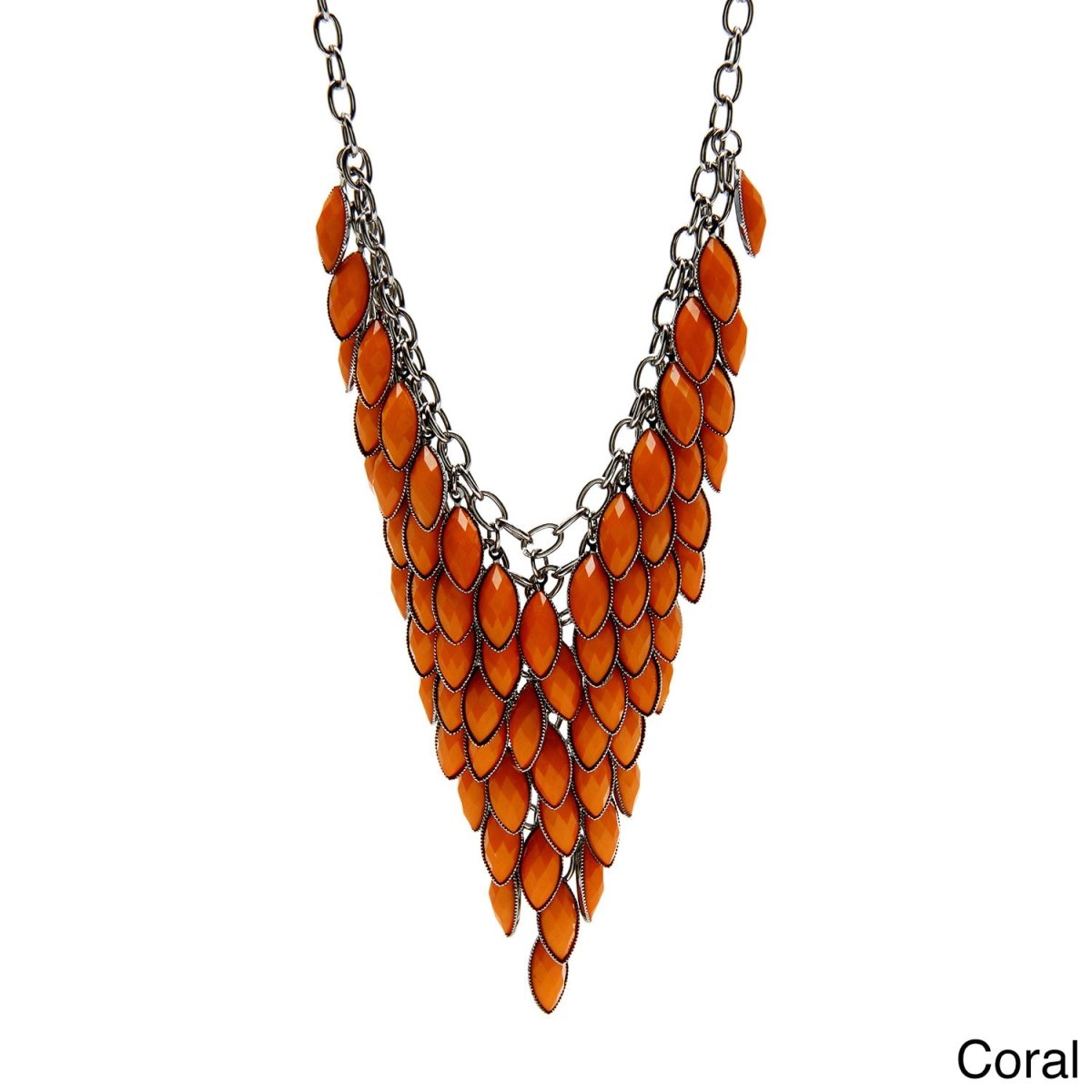 Picture of J&H Designs 6829/N/Coral Colored Faceted Lucite Bib Necklace
