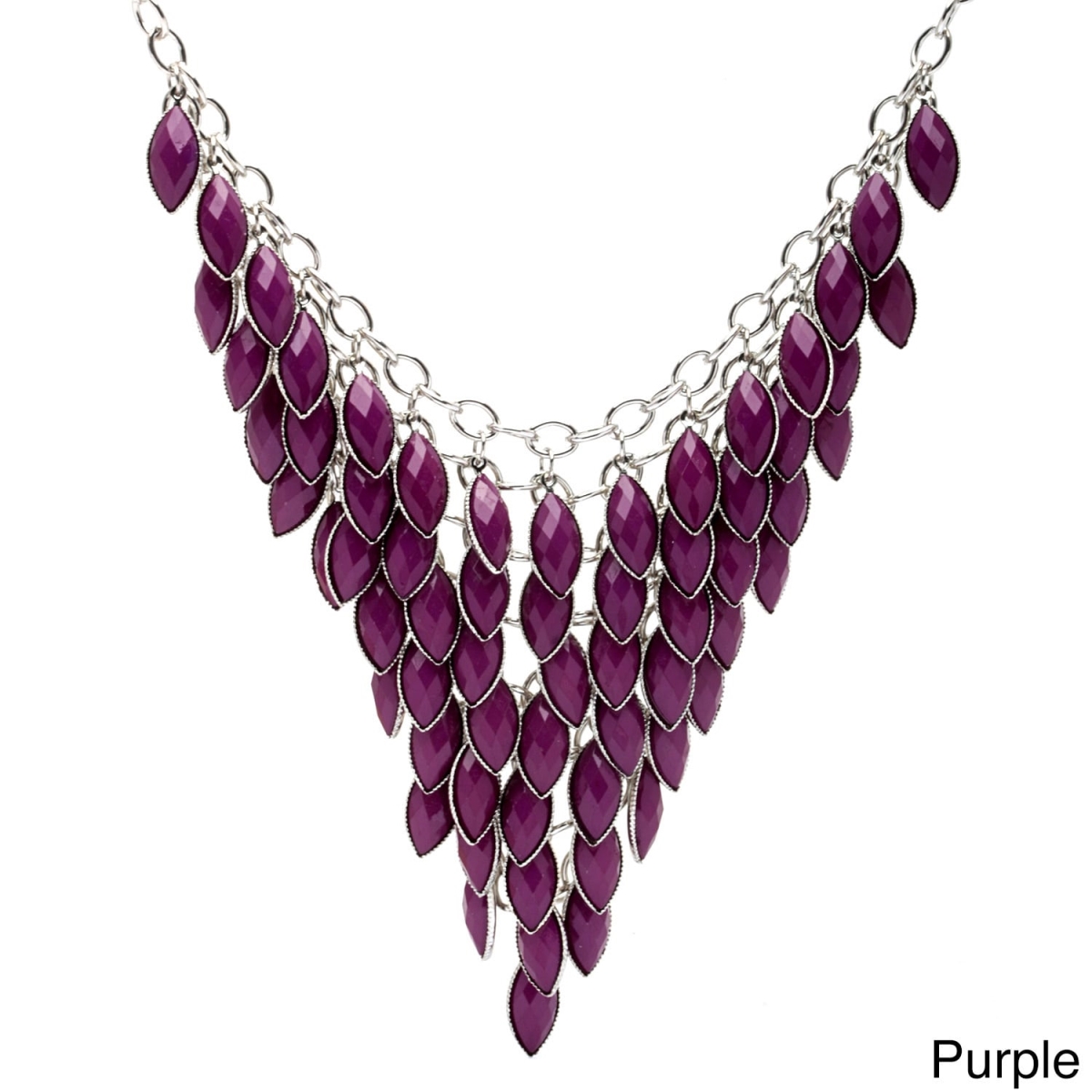 Picture of J&H Designs 6829/N/Purple Colored Faceted Lucite Bib Necklace