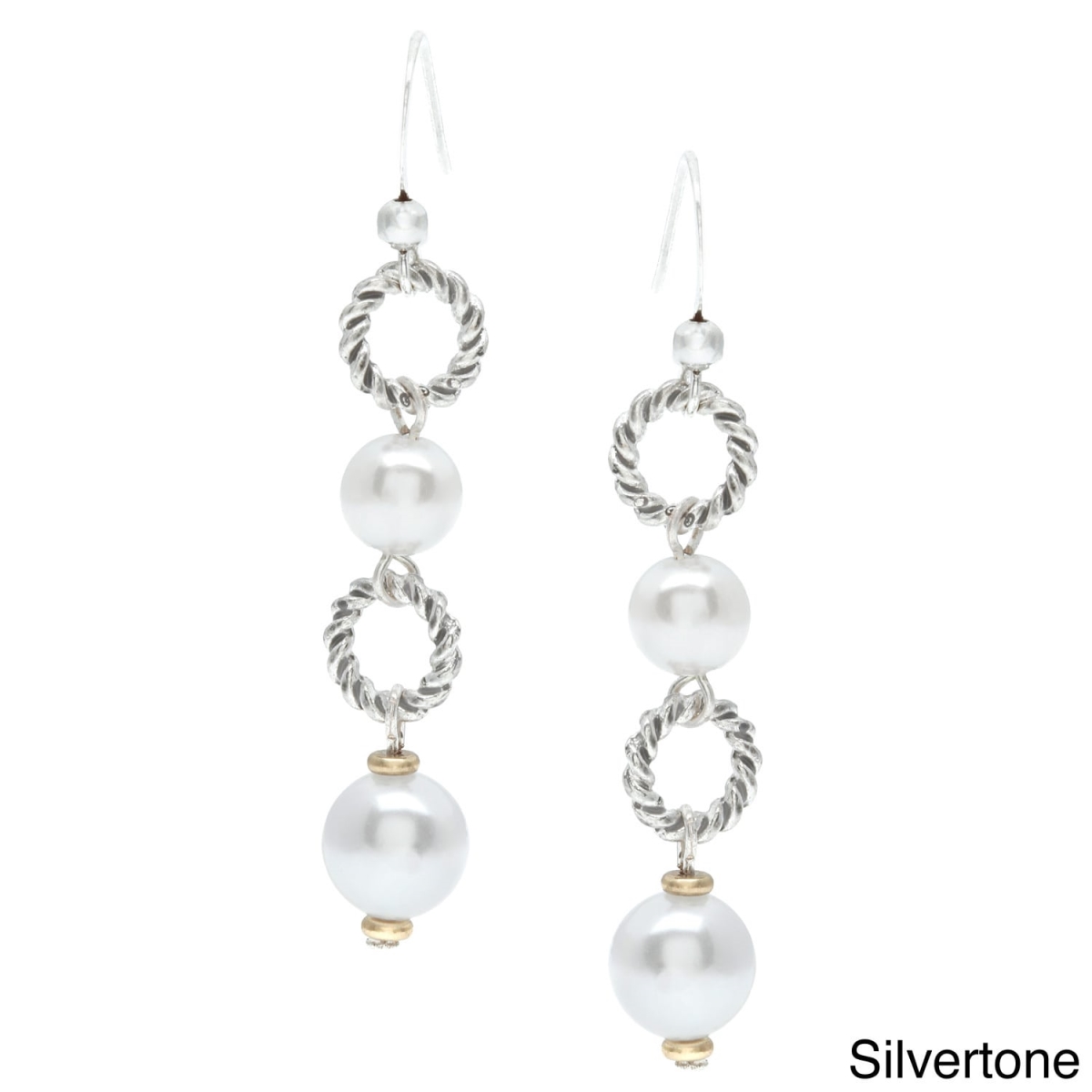 Picture of Alexa Starr 6401-EP-1-S Burnished Metal and Glass Pearl Stacked Earrings