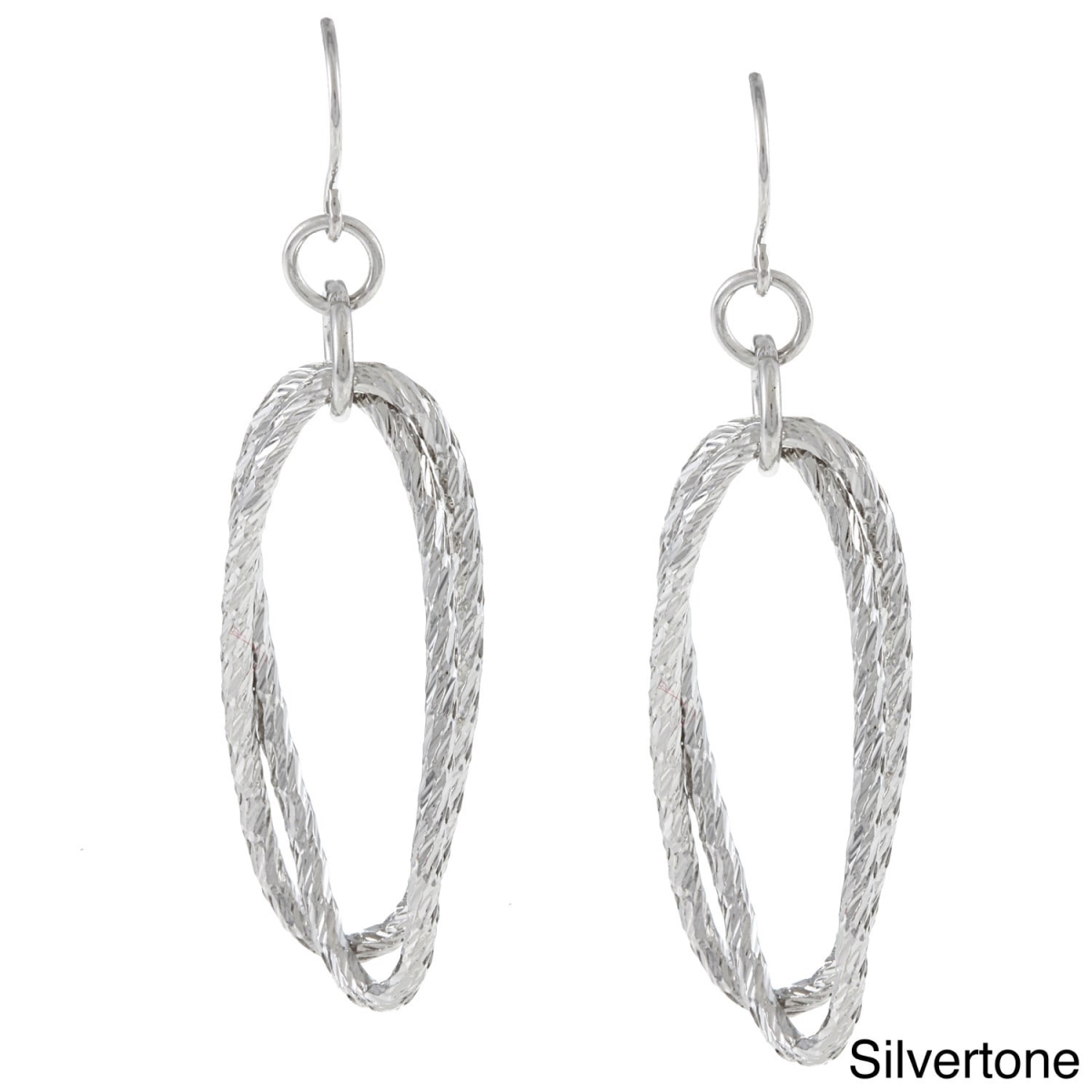 Picture of Alexa Starr 5357/EP/S Silvertone Diamond-cut Oval Earrings