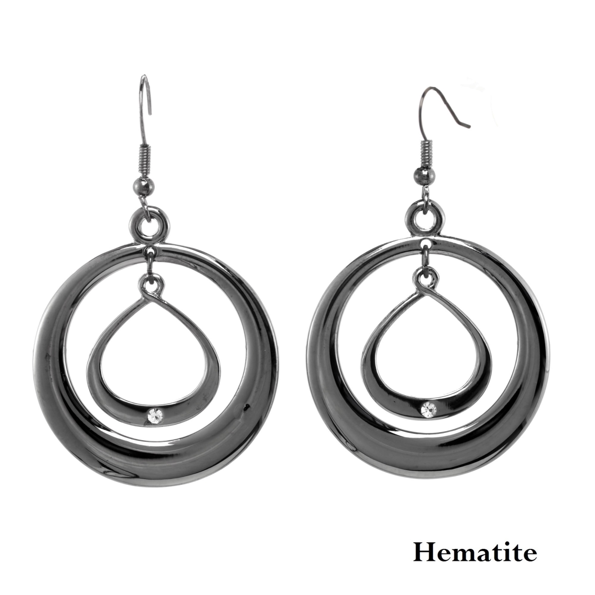 Picture of J&H Designs 9675-EP-Hematite Double Inner Ring Drop Earrings