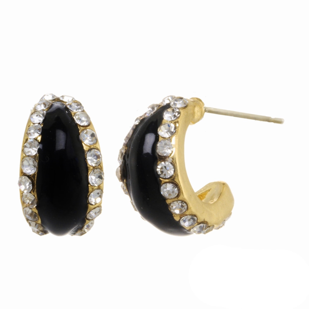 Picture of J&H Designs 9185-EP-Black Stone and Epoxy Small Hoop Earrings