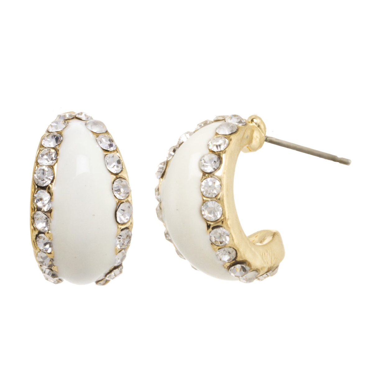 Picture of J&H Designs 9185-EP-White Stone and Epoxy Small Hoop Earrings