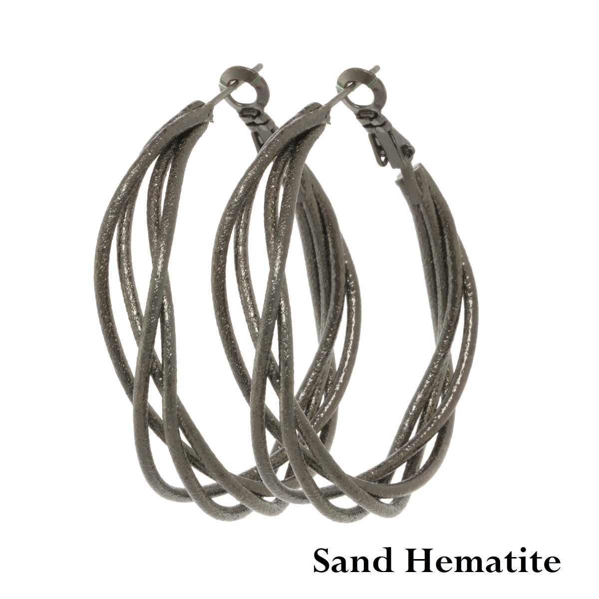 Picture of J&H Designs 9618/E/Sand Hematite Twisted Hoop Earrings