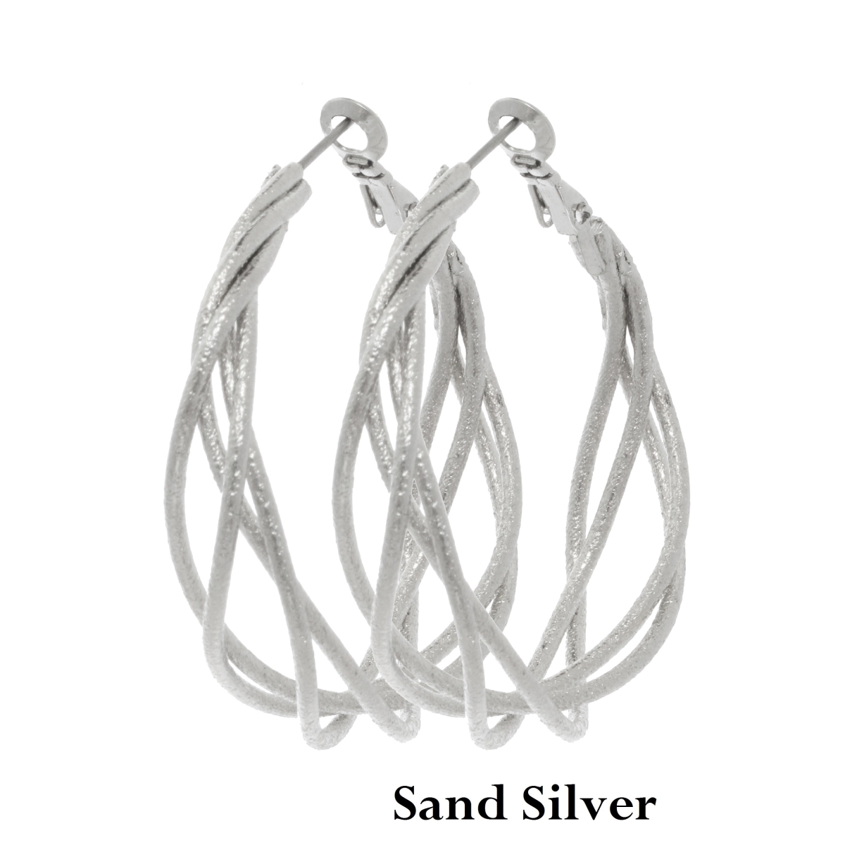 Picture of J&H Designs 9618/EP/Sand Silver Twisted Hoop Earrings