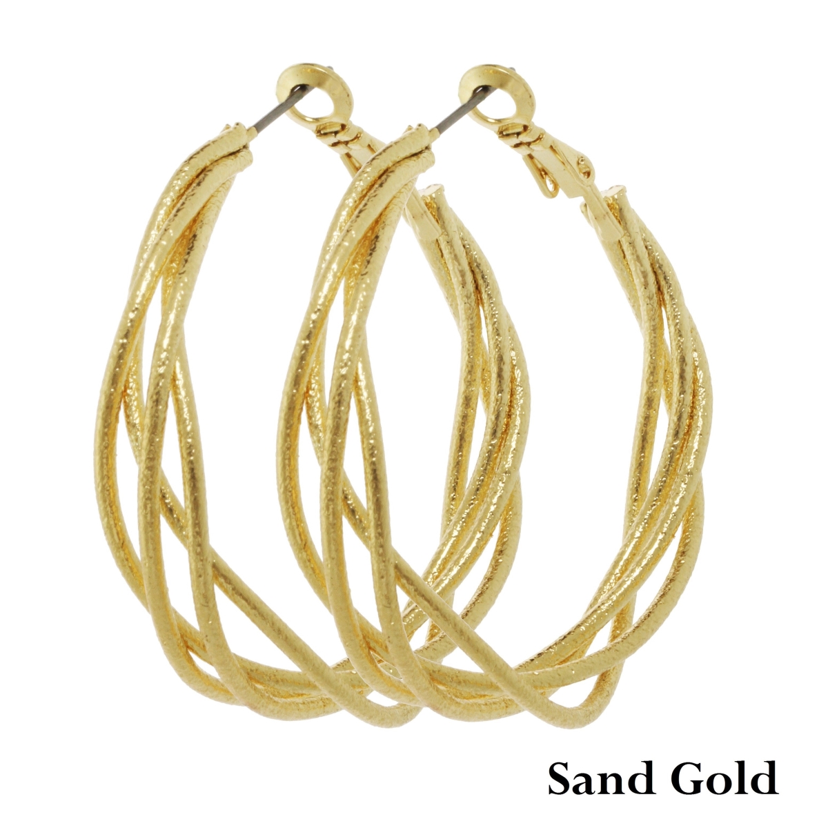 Picture of J&H Designs 9618/EP/Sand Gold Twisted Hoop Earrings