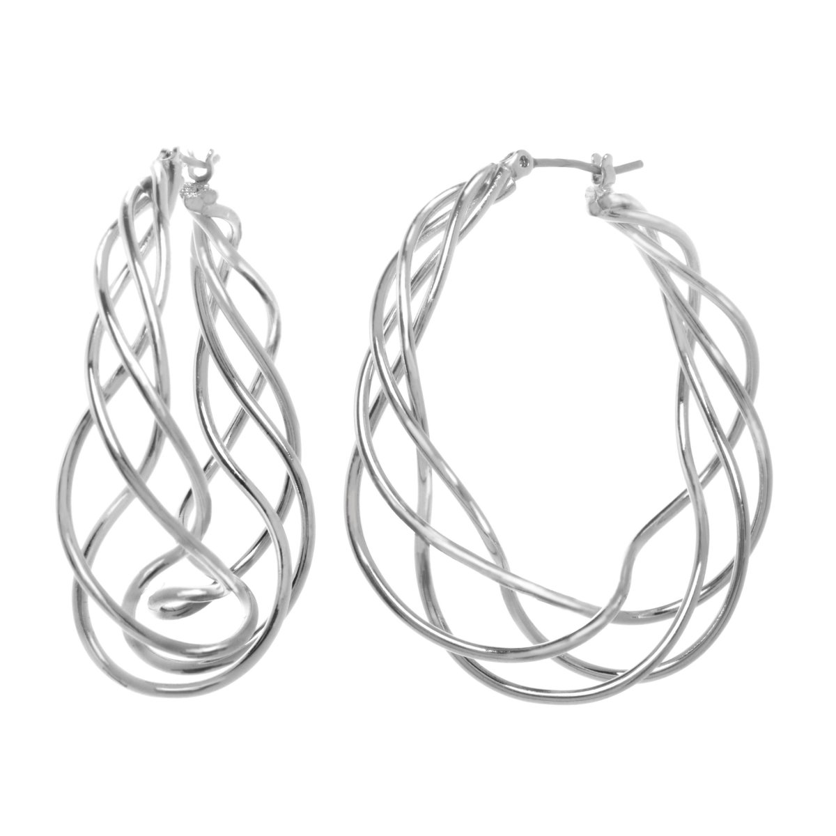 Picture of J&H Designs 1504-EP-Silver Twisted Hoop Earrings