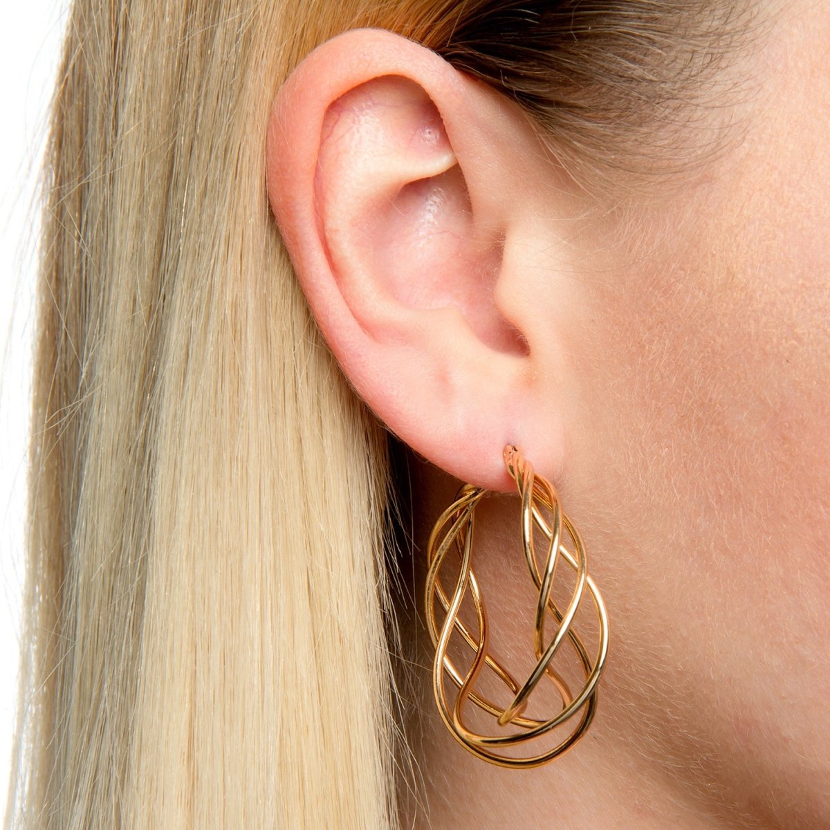 Picture of J&H Designs 1504-EP-Gold Twisted Hoop Earrings