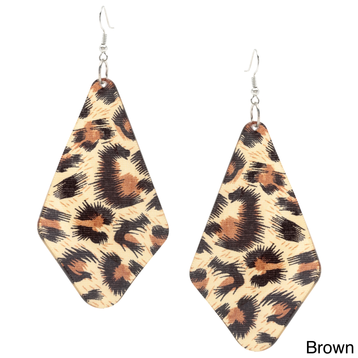 Picture of Alexa Starr 6861-EP-Brown Animal Print Leopard Lucite Fan Drop Earrings