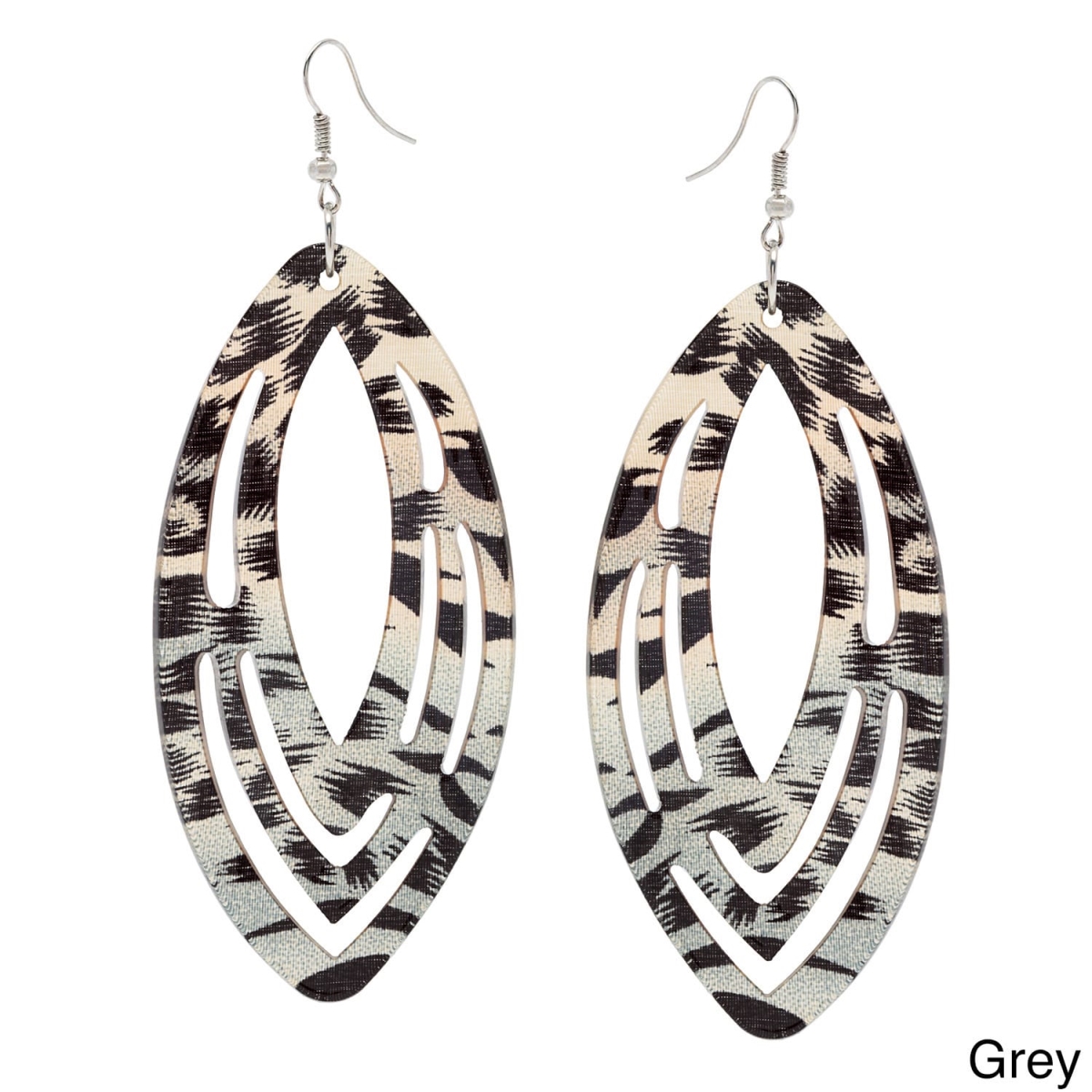 Picture of Alexa Starr 6865-EP-Grey Animal Print Cheetah Lucite Cutout Drop Earrings